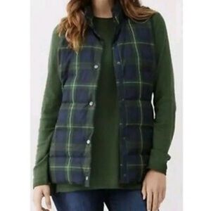 J. Jill Stockbridge down tartan plaid puffer vest XS